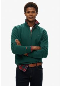 Superdry Herren Sweatshirt "ESSENTIAL LOGO HENLEY", grün, modisch, Gr. L, unifarben, angeraute Sweatware, Obermaterial: 70% Baumwolle, 30% Polyester,