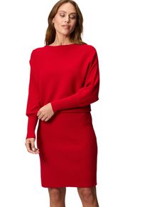 Zero Damen Strickkleid "Zero Strickkleid gerippt mit U-Boot Ausschnitt", rot, festlich, Gr. 36, unifarben, Strick, Obermaterial: 50% Viskose, 27%