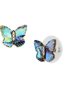 Fossil Damen Paar Ohrstecker "Schmuck Edelstahl Ohrringe Sutton Schmetterling, JF04813710", Edelstahl, bunt, Edelstahl, Ohrringe, mit Glasstein - mit