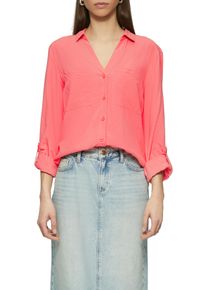 QS Damen Hemdbluse, rot, casual, Gr. 38, unifarben, Obermaterial: 100% Viskose, Blusen, mit Turn-Up Ärmeln
