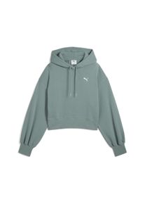 Puma Damen Hoodie "WARDROBE ESS Kurzer Relaxed Fit Hoodie Damen", grün, Gr. XL, Obermaterial: 32% Polyester, 68% Baumwolle; Rippe: 96% Baumwolle, 4%