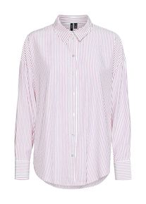 Véro Moda VERO MODA Damen Langarmbluse "VMNORA LS OVERSIZE SHIRT WVN GA NOOS", weiß, modisch, Gr. L, gestreift, Web, Obermaterial: 53% Polyester, 47% Viskose,
