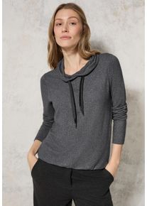 Cecil Damen Langarmshirt, grau, casual, Gr. XL, unifarben, Stoff, 67% Viskose, 28% Polyester, 5% Elasthan, Shirts, mit Tunnelzugsaum