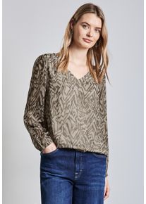 Street One Damen Langarmbluse, beige, casual, Gr. 34, bedruckt, Stoff, Obermaterial: 100% Polyester; Futter: 100% Modal, Blusen, mit grafischem Muster