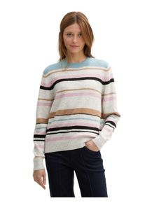 Damen Strickpullover, bunt, casual, Gr. L, Tom Tailor Denim, gestreift, Strick, Obermaterial: 79% Polyacryl, 18% Polyester, 3% Elasthan, Pullover,
