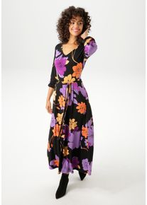 Aniston CASUAL Damen Maxikleid, bunt, Gr. 48, bedruckt, geblümt, Single Jersey, Obermaterial: 95% Viskose, 5% Elasthan, Kleider, mit großflächigen,