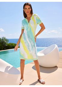 Heine Damen Jerseykleid "Jersey-Kleid", blau, Gr. 50, gemustert, mehrfarbig, bedruckt, 95% Polyester, 5% Elasthan, Kleider