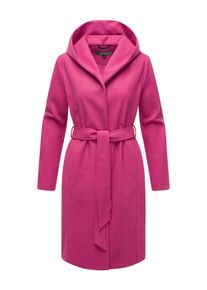 Marikoo Damen Kurzmantel "Kailii", rosa, Gr. XXXL, 90% Polyester 10% Viskose, Mäntel, Eleganter Wickel Mantel mit Taillengürtel und Oversized Hood