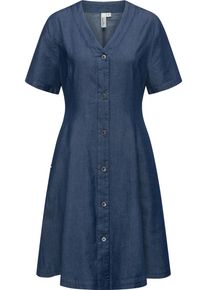 Ragwear Damen Sommerkleid "Kveeda Denim", blau, feminin, Gr. XXL, Material: 60% Baumwolle, 40% Viskose, Kleider, Sommerliches Minikleid mit Schleife