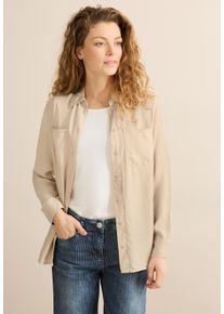 Cecil Damen Langarmbluse, lila, casual, Gr. XL, unifarben, Stoff, 100% Lyocell, Blusen, mit Brusttaschen