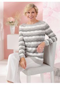 CLASSIC Damen Strickpullover "Pullover", grau, Gr. 40, gemustert, gestreift, mehrfarbig, 100% Polyacryl, Pullover
