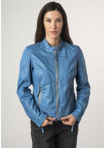 Mauritius Damen Lederjacke "MWFilla", blau, modisch, Gr. XL, unifarben, Obermaterial: 100% Schafsleder. Futter: 100% Baumwolle. Ärmelfutter: 100%