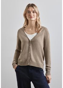 Street One Damen Cardigan, beige, casual, Gr. 46, unifarben, Web, 37% Baumwolle, 34% Polyacryl, 26% Polyester, 3% Elasthan, Strickjacken, mit