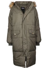Urban Classics Damen Winterjacke "Urban Classics Damen Ladies Oversize Faux Fur Puffer Coat", grün, casual, Gr. L, unifarben, 100% Polyester, Jacken
