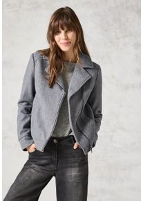 Cecil Damen Bikerjacke, grau, casual, Gr. XL, unifarben, Stoff, 100% Polyester, Jacken, mit Reverskragen