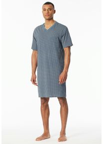 Schiesser Herren Nachthemd ""Comfort Nightwear"", Gr. 58, grau, Single Jersey, Obermaterial: 100% Baumwolle, kariert, casual, Kleider, mit 1/2-Ärmeln