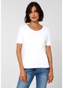 Cecil Damen T-Shirt "Style LENA", weiß, casual, Gr. M, unifarben, Jersey, Obermaterial: 100% Baumwolle, Shirts, mit klassischem Rundhalsausschnitt