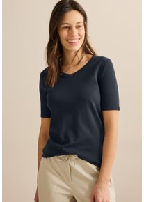 Cecil Damen T-Shirt, blau, Basic, Gr. XL, unifarben, Web, 100% Baumwolle, Shirts, aus reiner Baumwolle