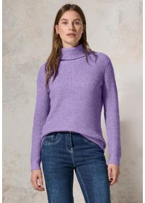 Cecil Damen Rollkragenpullover, lila, casual, Gr. XL, unifarben, Web, 78% Baumwolle, 22% Polyacryl, Pullover, im soften Baumwoll-Mix