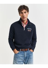 Gant Herren Sweatshirt "GRAPHIC HALF ZIP", blau, casual, Gr. L, Sweatware, Obermaterial: 78% Baumwolle, 22% Polyester, Sweatshirts