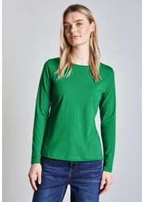 Street One Damen Langarmshirt, grün, casual, Gr. 46, unifarben, Web, 100% Baumwolle, Shirts, aus reiner Baumwolle