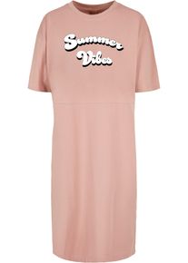Merchcode Damen Shirtkleid "Merchcode Damen Ladies Summer Vibes Oversized Slit Tee Dress", rosa, klassisch, Gr. S, 100% Baumwolle, Kleider