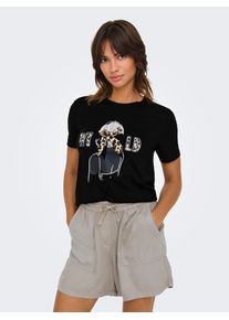 Only Damen Kurzarmshirt "ONLCLARA S/S TEE CS JRS"schwarz detail:wild, modisch, Gr. S, bedruckt, Jersey, Obermaterial: 100% Baumwolle, Shirts