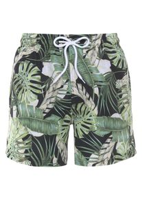 s.Oliver Herren Badeshorts "Land", schwarz, Gr. XXL, floral, Recycling-Polyester, Badehosen, im tropischen-Design