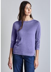 Street One Damen Strickpullover, lila, casual, Gr. 42, unifarben, Stoff, 60% Viskose, 40% Baumwolle, Pullover, mit U-Boot-Ausschnitt