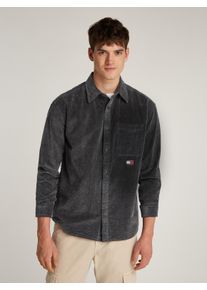 Tommy Jeans Herren Hemdjacke "TJM RLX CHUNKY CORD SHIRT", schwarz, casual, Gr. S, unifarben, Cord, Obermaterial: 100% Baumwolle, Jacken, in Cord-Optik
