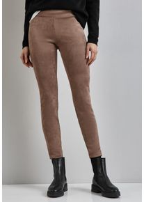 Street One Damen Leggings, beige, casual, Gr. 42, unifarben, Stoff, 90% Polyester, 10% Elasthan, Hosen, mit Elastikbund