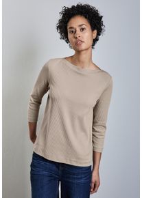 Street One Damen 3/4-Arm-Shirt, beige, casual, Gr. 46, unifarben, Web, 95% Baumwolle, 5% Elasthan, Shirts, aus softem Materialmix
