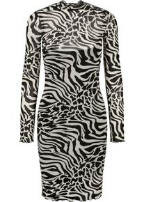 Urban Classics Damen Shirtkleid "Urban Classics Damen Ladies AOP Double Layer Dress", weiß, elegant, Gr. XS, 94% Polyamid, 6% Elasthan, Kleider