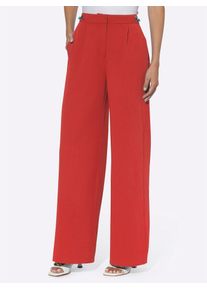 Heine Damen Bundfaltenhose, rot, Gr. 40, unifarben, 69% Polyester, 23% Viskose, 8% Elasthan, Hosen