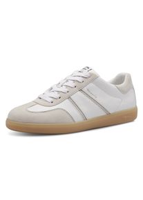 Tamaris Damen Plateausneaker, Gr. 36, weiß, Leder, Lederimitat, unifarben mit Farbeinsatz, sportlich, Schuhe, Freizeitschuh, Halbschuh, Schnürschuh