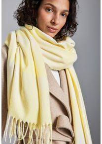 Street One Damen Halstuch, gelb, casual, kariert, Stoff, 65% Polyester, 35% Viskose, Modetücher, mit Fransenkante