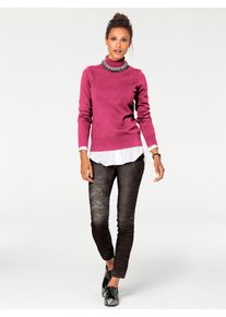 Heine Damen Rollkragenpullover "Rollkragen-Pullover", pink, Gr. 42, unifarben, 100% Baumwolle, Pullover
