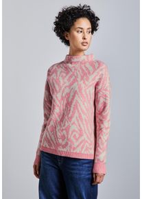 Street One Damen Stehkragenpullover, rosa, casual, Gr. 44, bedruckt, Stoff, 33% Polyester, 31% Polyacryl, 24% Baumwolle, 12% Polyamid, Pullover, aus