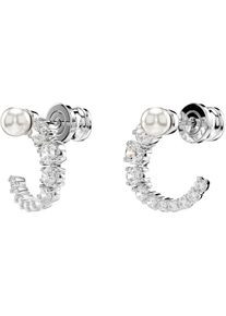 Swarovski Damen Paar Creolen "Schmuck Geschenk Matrix Ohrringe, 5692260, 5692264", Metall-Perlen, silber, Metall, Perlen, Ohrringe, mit Swarovski