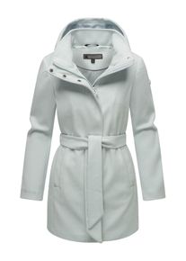 Marikoo Damen Kurzmantel "Katalinaa", blau, Gr. XXL, 90% Polyester 10% Viskose, Mäntel, Eleganter Wickel Mantel mit Taillengürtel und Oversized Hood