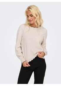 Only Damen Strickpullover "ONLAMA LIFE LS O-NECK CC KNT", beige, modisch, Gr. S, unifarben, Strick, Obermaterial: 80% Polyester, 20% Nylon, Pullover