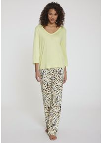 Vivance Dreams Damen Pyjama, Gr. 36, grün, Single Jersey, Obermaterial: 100% Viskose, animal-print, Basic, Homewear-Sets, mit Allover-Druck