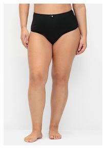 sheego Damen High-Waist-String "Große Größen", Gr. 52, schwarz, Obermaterial: 95% Baumwolle, 5% Elasthan;Futter: 100% Baumwolle, unifarben,