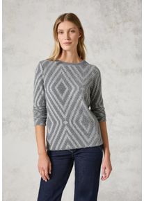Cecil Damen Langarmshirt, grau, casual, Gr. S, Jacquardmuster, Stoff, 65% Polyamid, 23% Polyester, 12% Viskose, Shirts, Jacquard