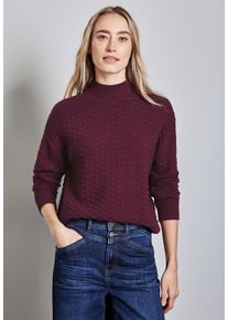Street One Damen Strickpullover, rot, casual, Gr. 40, Strukturmuster, Web, 75% Baumwolle, 25% Polyester, Pullover, im soften Baumwoll-Mix