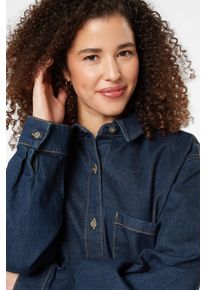 Damen Jeansbluse, blau, casual, Gr. XS, SENSES.THE LABEL, unifarben, Material: 99% Baumwolle, 1% Elasthan, Blusen, mit Brusttasche