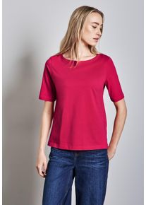 Street One Damen T-Shirt, pink, casual, Gr. 44, unifarben, Web, 100% Baumwolle, Shirts, aus reiner Baumwolle