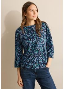 Cecil Damen 3/4-Arm-Shirt, blau, casual, Gr. XXL, bedruckt, Web, Stoff, 50% Modal, 50% Baumwolle, Shirts, mit 3/4 Ärmeln