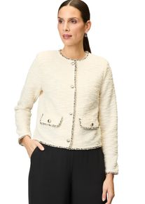 Zero Damen Jackenblazer "Zero Blazer Bouclè mit Knöpfen", beige, elegant, Gr. 38, Strukturmuster, Bouclu00e9, Obermaterial: 51% Polyester, 45%