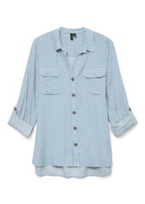 Véro Moda VERO MODA Damen Hemdbluse "VMBUMPY L/S SHIRT NEW WVN GA NOOS", blau, modisch, Gr. XS, gestreift, Web, Obermaterial: 100% Viskose, Blusen